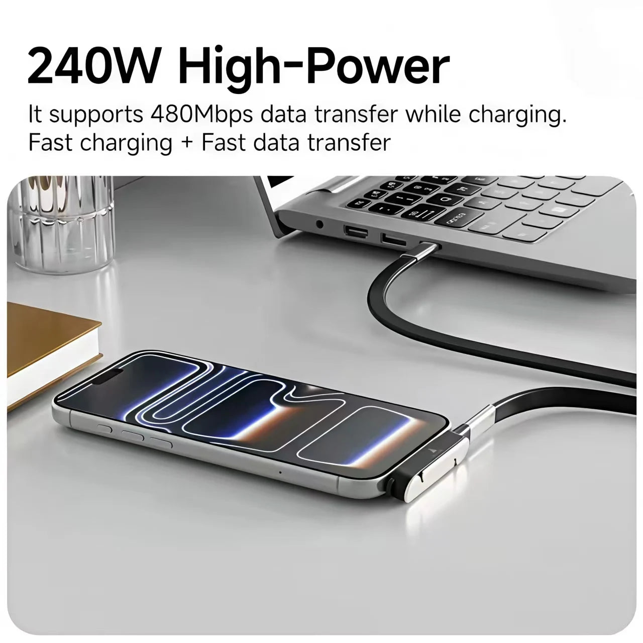 240W 2-in-1 USB C Fast Charging Foldable Desktop Stand Adapter