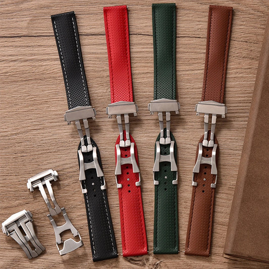 Universal Tropical FKM Rubber Watch Strap — 20mm / 22mm Quick-Release Dive Bracelet with Deployant Clasp for Omega Seiko Rolex Sports Watches