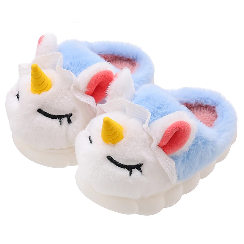 Unicorn Plush Slippers for Kids | Cozy Indoor Winter Shoes