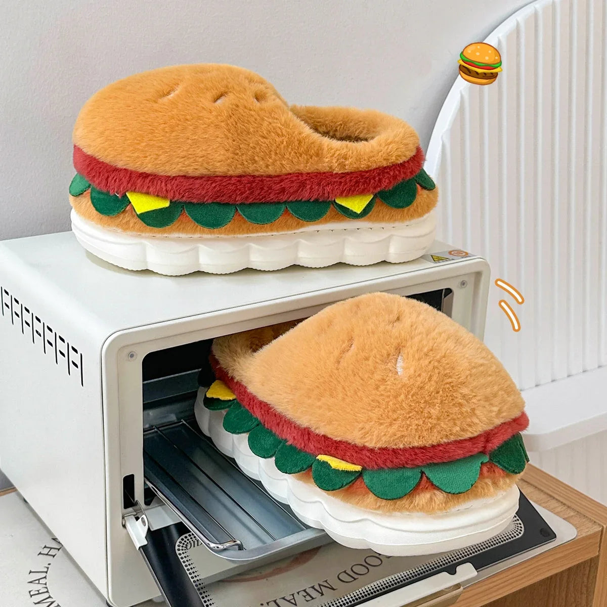Funny Hamburger Plush Slippers | Cozy 3D Cartoon Slides for All