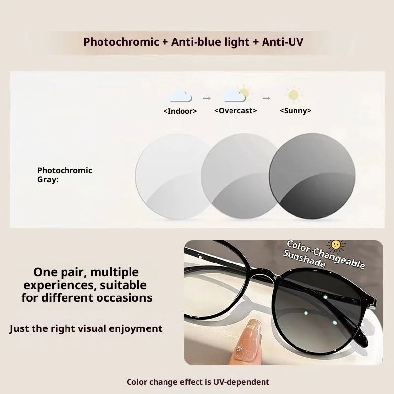 Stylish Photochromic Myopia Glasses for Women | Lightweight Comfort
