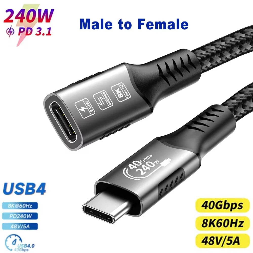8K USB-C Extension Cable | High-Speed Charging & Data Transfer