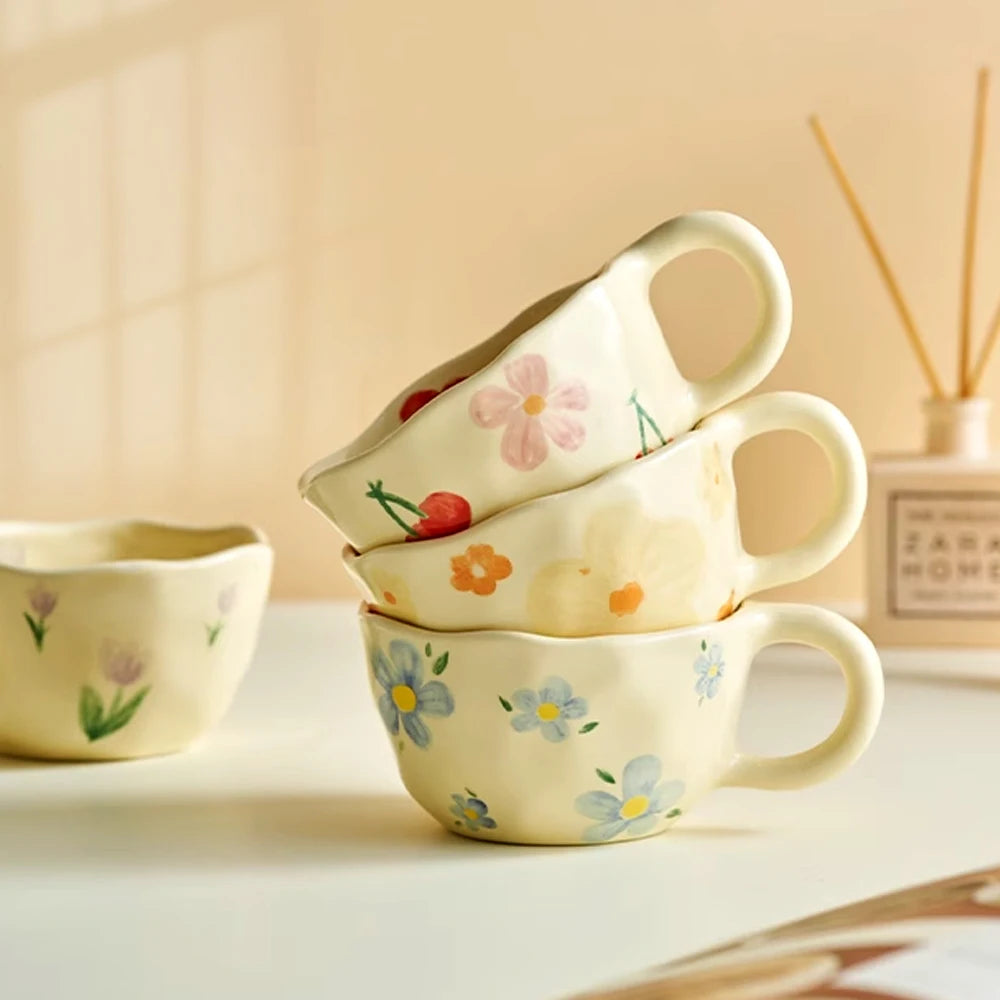 Handcrafted Ceramic Coffee Mug | Unique Irregular Flower Design