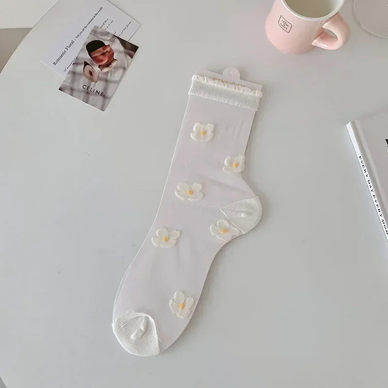 Women's Crystal Silk Socks | Ultra-Thin Breathable Lace Socks