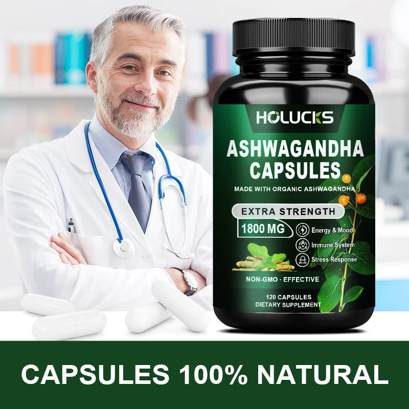 Ashwagandha Capsules for Stress Relief & Energy Support