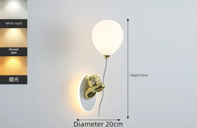 Lámpara de pared de oso creativo | Lámpara suave de globo de dibujos animados para habitaciones infantiles