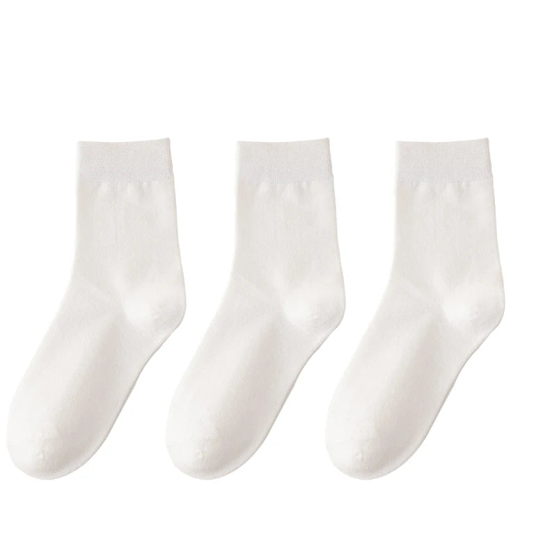 Calcetines de algodón de color liso para mujer | Comodidad suave y transpirable