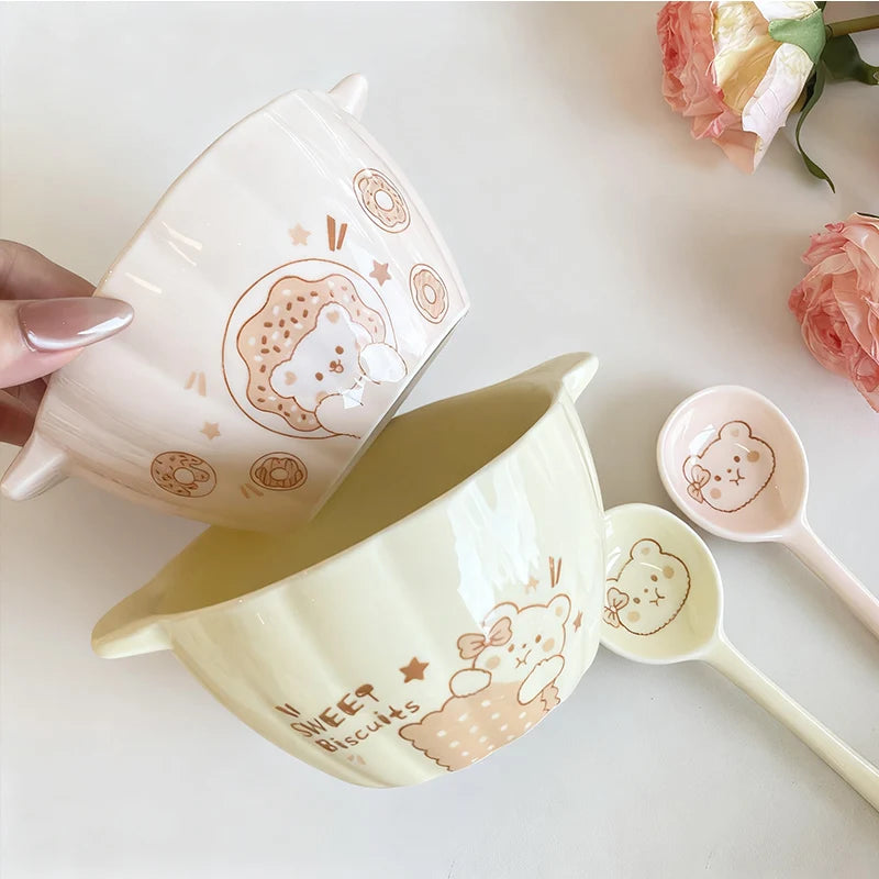 Cute Pumpkin-Shaped Ceramic Bowl Set | Perfect for Salads and Soups