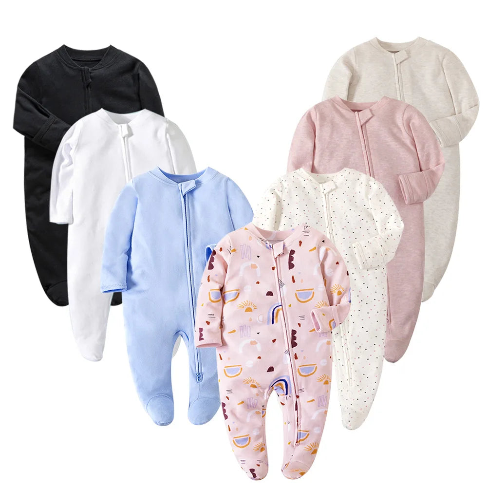 Unisex Newborn Cotton Footed Pajamas | Comfortable Long Sleeve Romper
