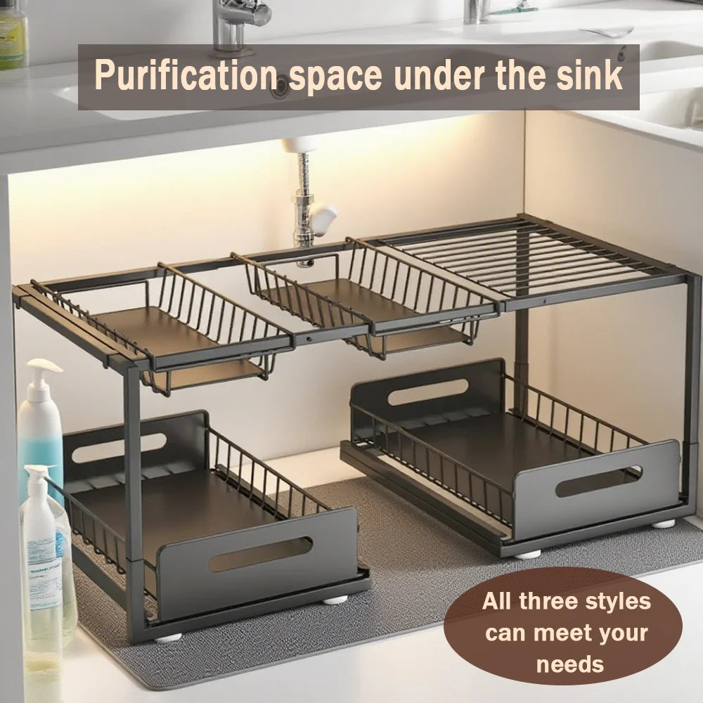 Double Layered Under Sink Storage Rack | Adjustable & Space-Saving
