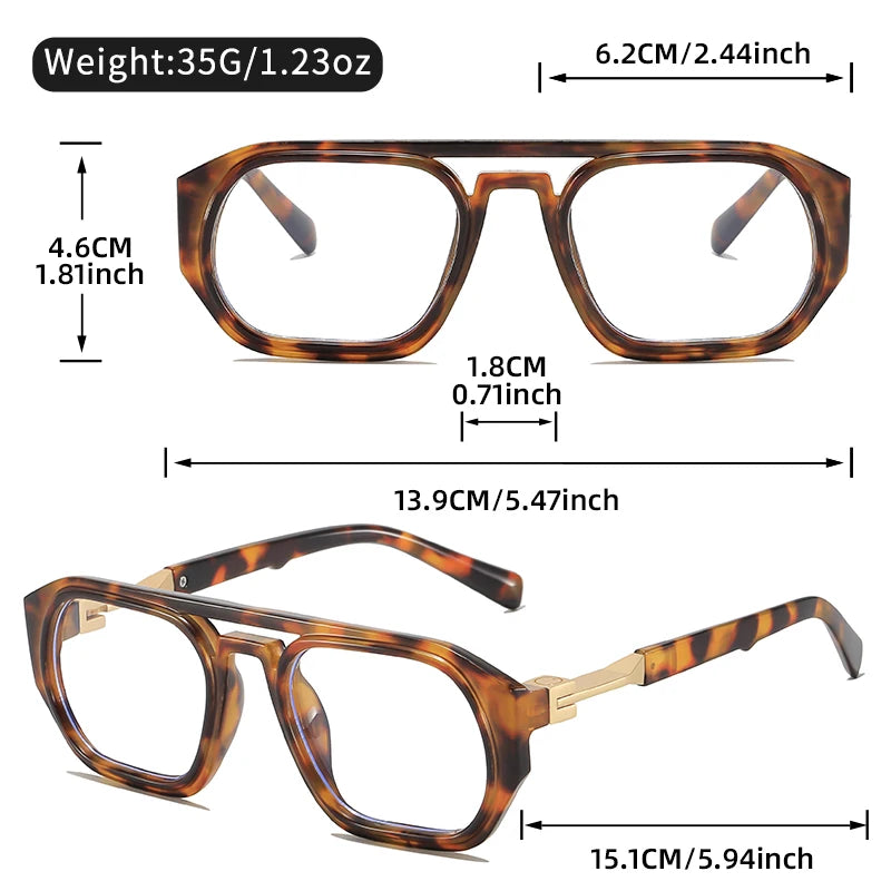 Minimalist Double-Beam Flat Glasses | Stylish Pilot Eyewear