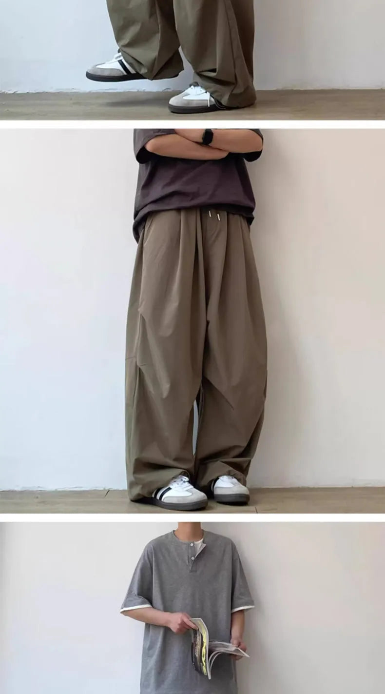 Summer Vintage Baggy Wide-Leg Pants for Men and Women