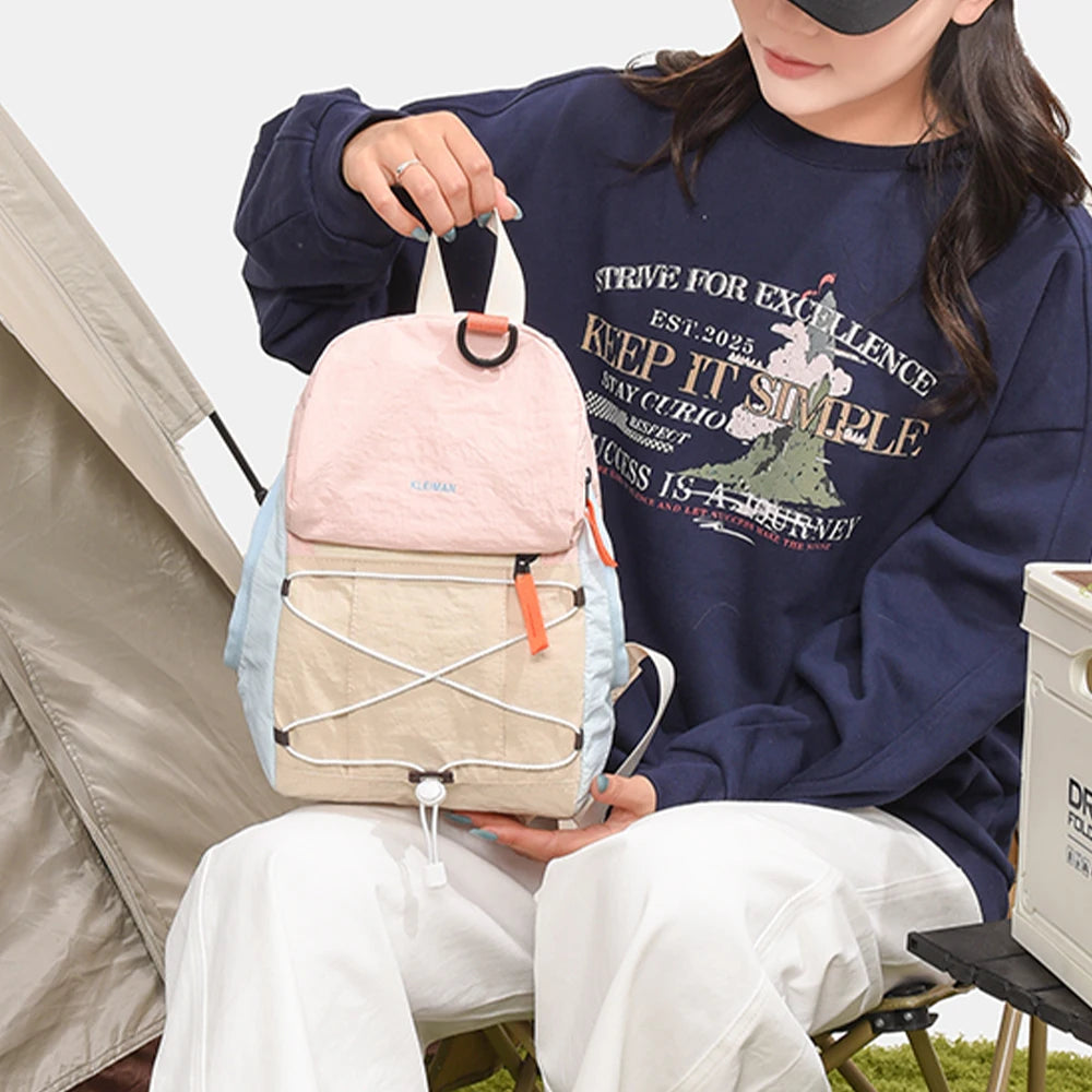 Color Block Mini Nylon Backpack | Lightweight Daypack for All Use