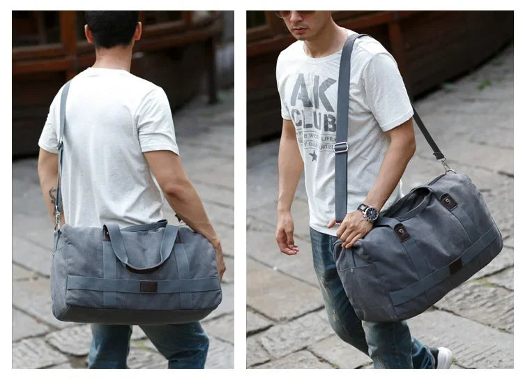 Large Capacity Casual Men's Canvas Travel Handbag | Lightweight Shoulder Bag