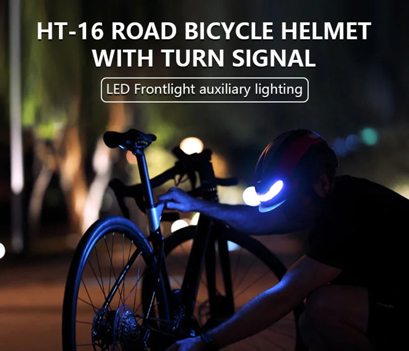 Ultralight Road Bicycle Helmet with LED Lights & Magnetic Goggles