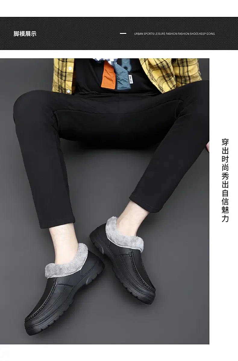Men’s Waterproof Winter Work Slippers | Warm Anti-Slip Casual Shoes