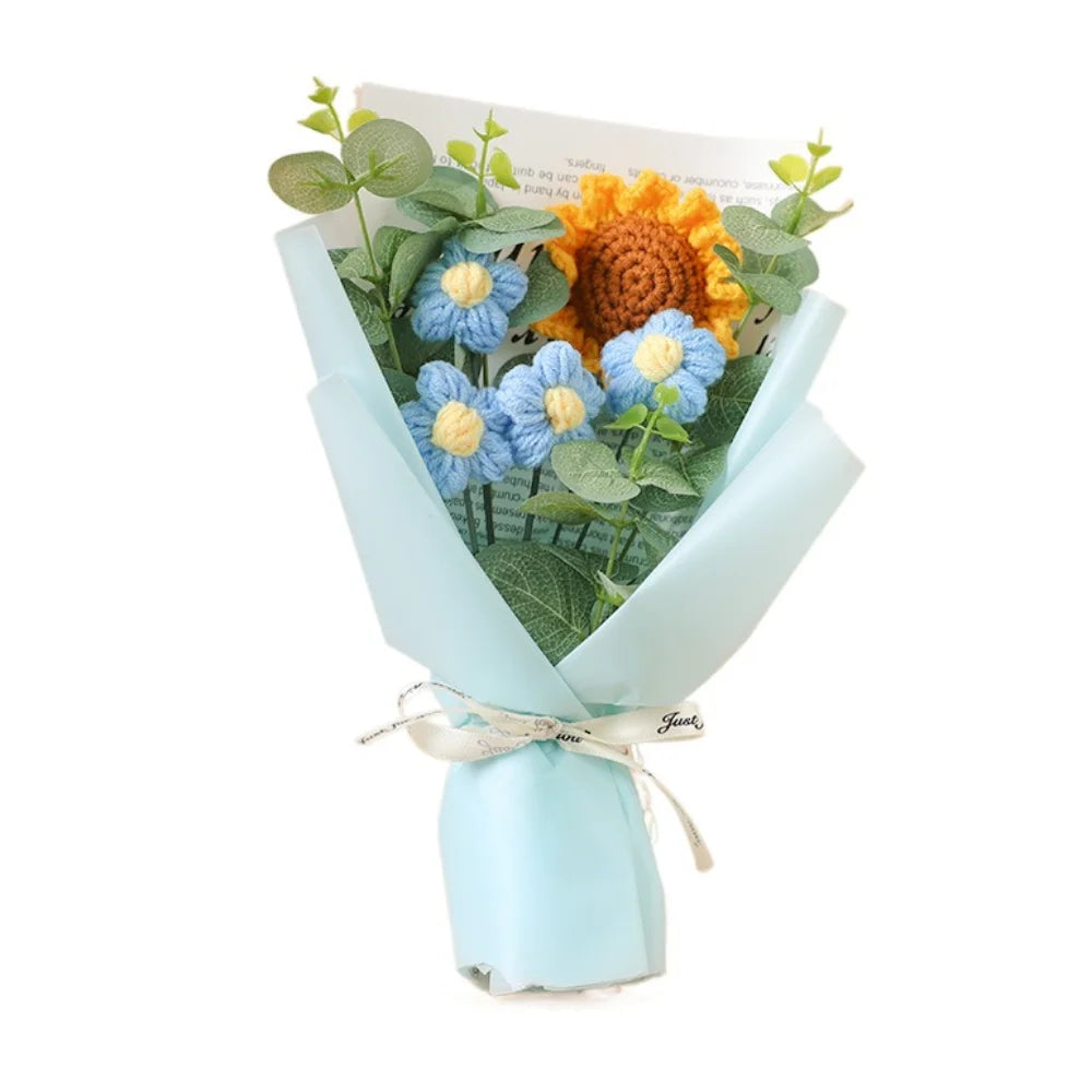 Ramo de flores de ganchillo hecho a mano | Girasol y margarita eternos de regalo