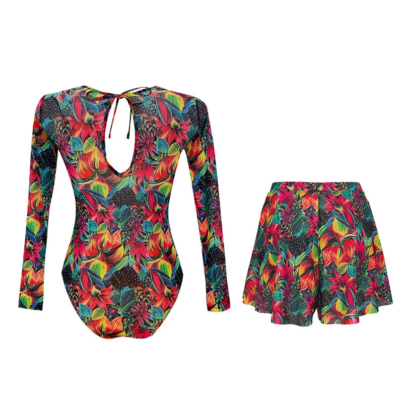 Women's Long Sleeved Sun Protection One Piece Swimsuit
