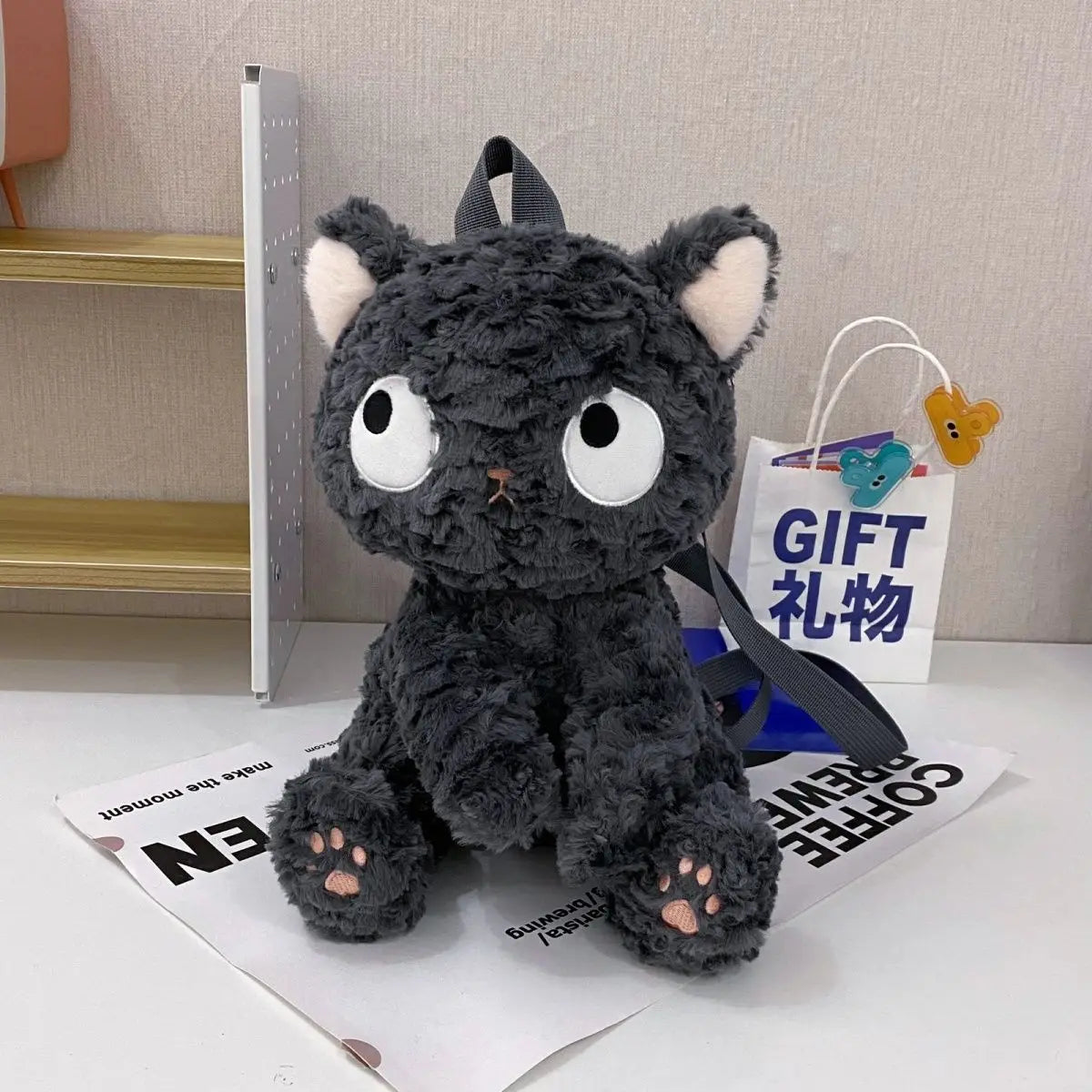 Cute Black Cat Plush Backpack | Adorable Kawaii Knapsack for All