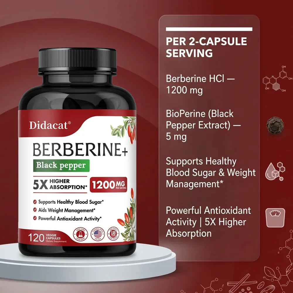 Ultra Pure Berberine Supplement 1200mg for Health Support