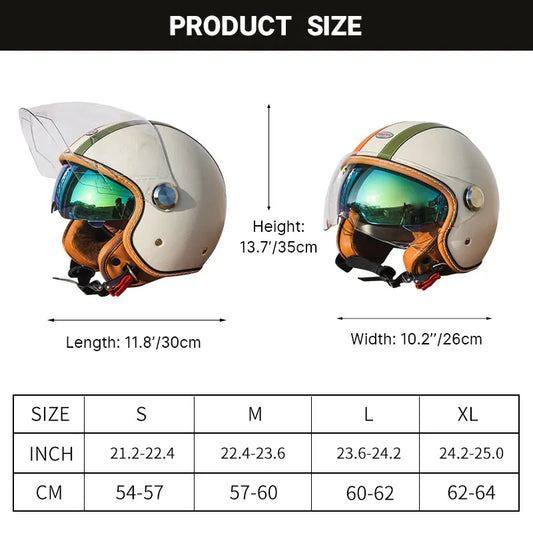 Unisex Open Face Motorcycle Helmet with Double Visors | Safe & Stylish