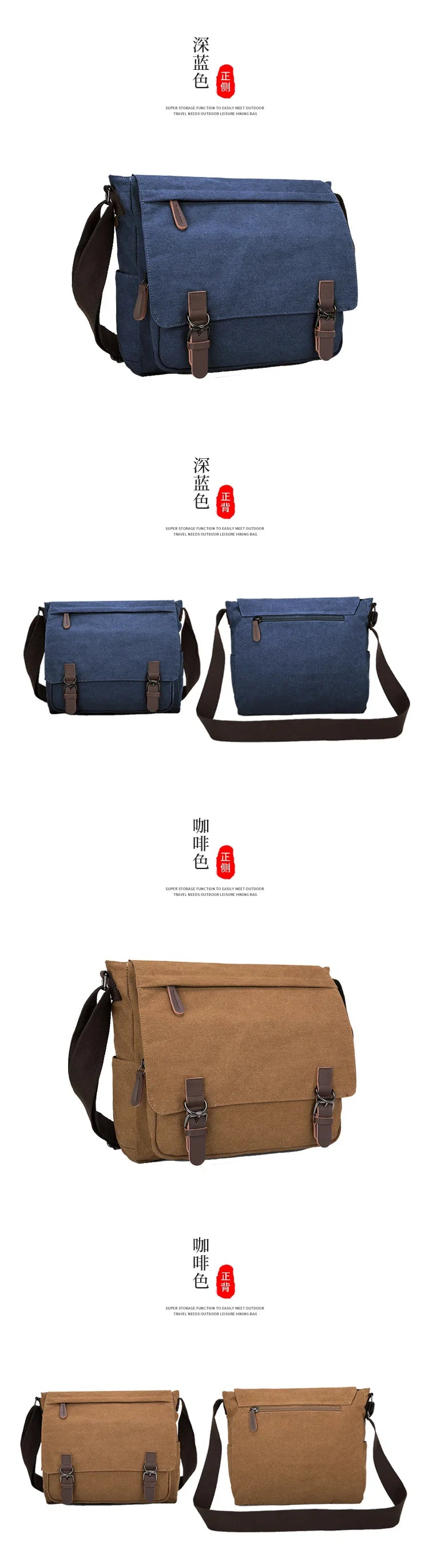 Bolso cruzado de lona unisex moderno | Elegante bolso para portátil de estudiante
