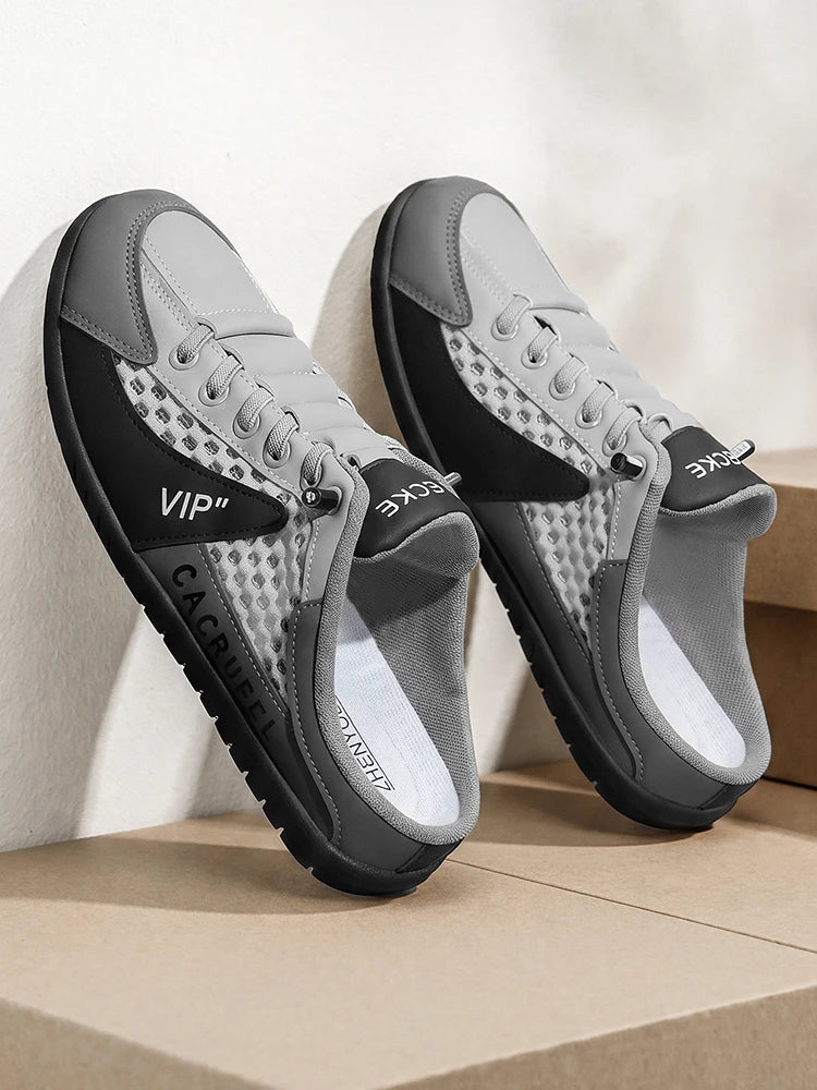 Summer Breathable Mesh Slip-On Half-Slipper for Men, Casual Soft-Soled Closed-Toe Slippers, Mesh Upper Is Refreshing and Breathable, Does Not Suffocate the Feet, Lace-Free Design Is Convenient for Lazy People