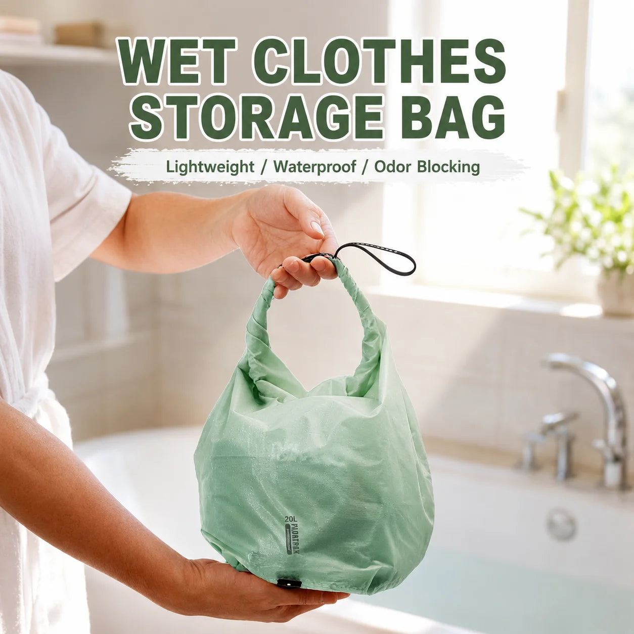 Waterproof Wet Clothes Bag Gym Swimming Travel Dry Bag Foldable Leakproof Wet Dry Separation Storage Bag for Fitness Beach