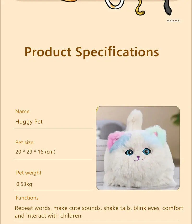Interactive Plush Cat Dog Toy | Speak & Hug for Kids
