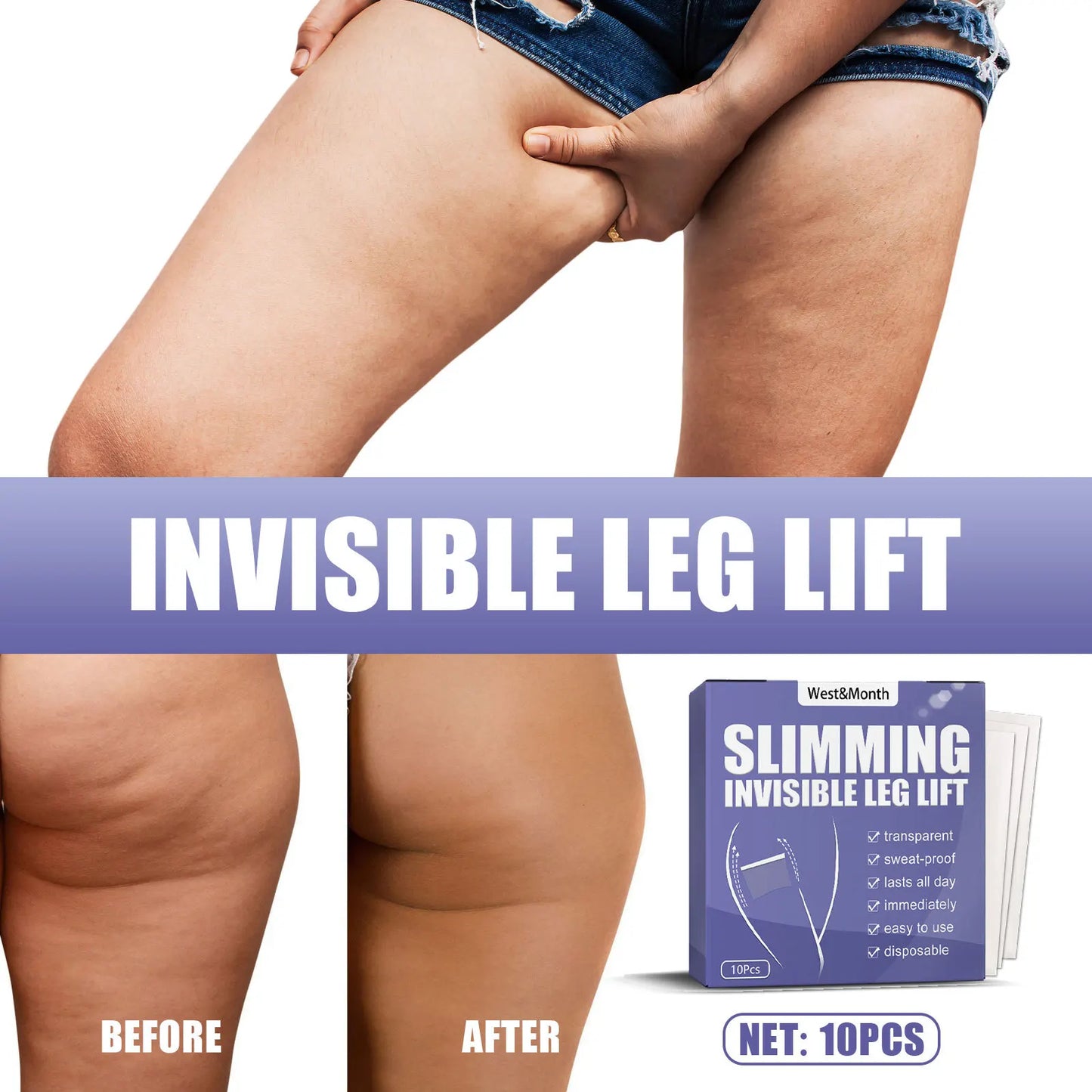 10Pcs Invisible Thin Leg Stickers | Ultimate Leg Lifting Patches
