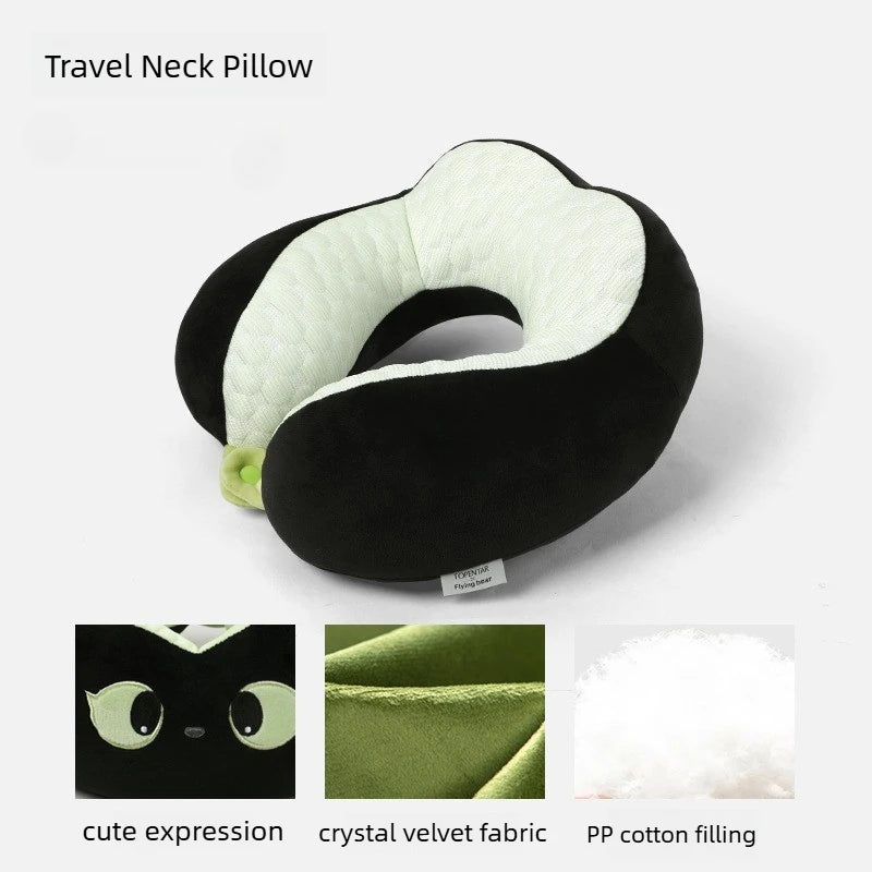 Cartoon Cat U-Shaped Neck Pillow | Travel Comfort & Support