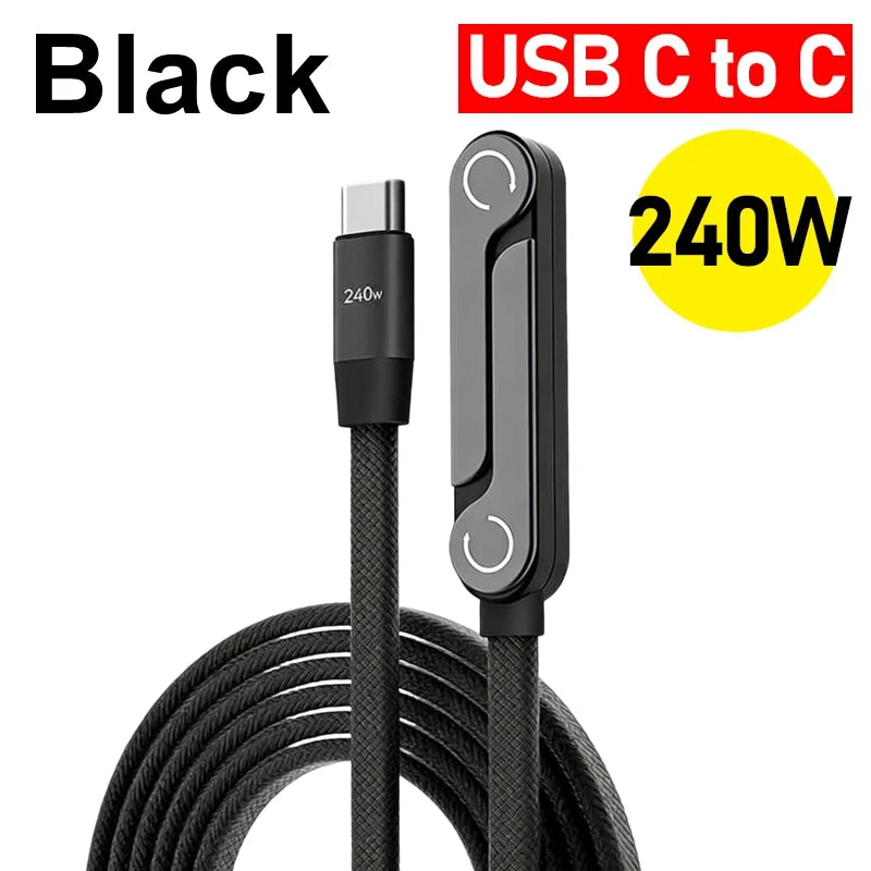 240W Quick Charge Type-C Elbow Cables with Invisible Kickstand