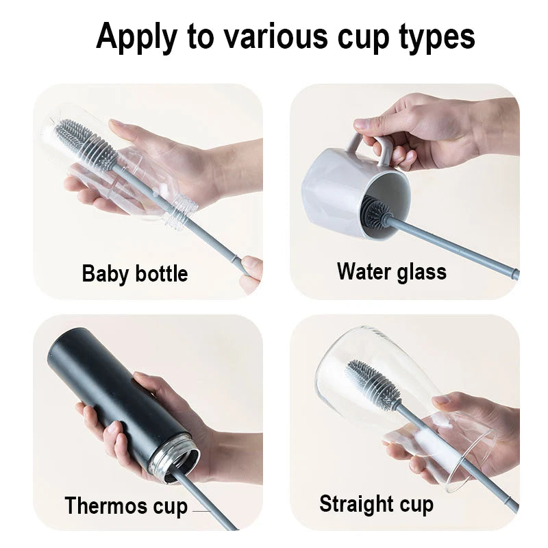 360° Rotating Silicone Baby Bottle Brush | Easy Cleaning Tool