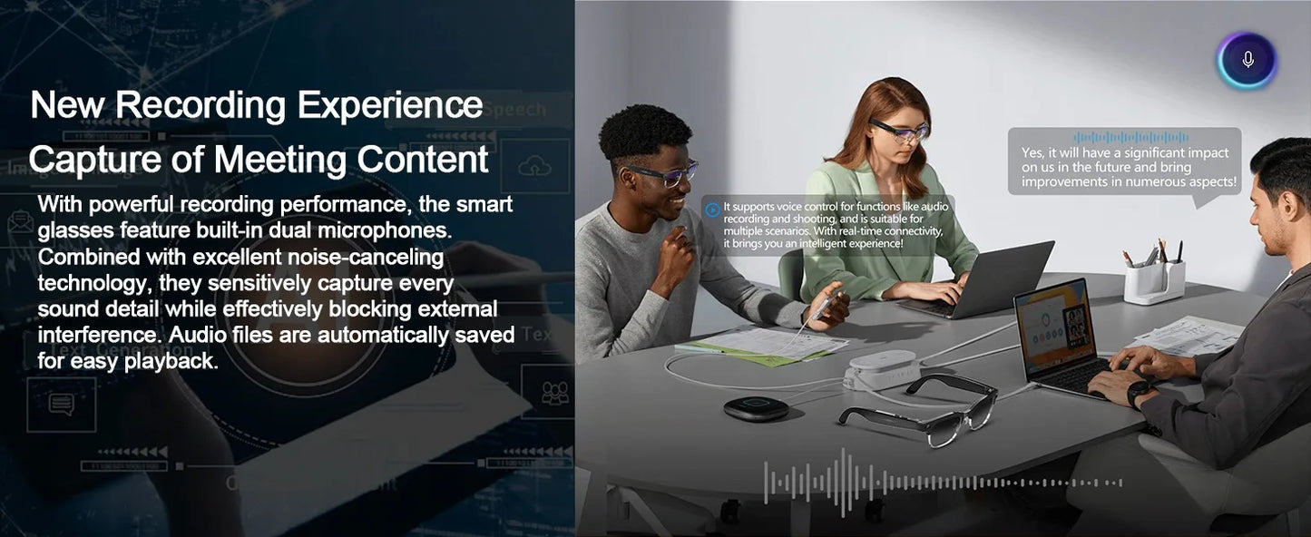 2026 Smart Glasses with 800W Ultra-Wide HD 4K Camera — Dual Lens Video Recording, 4GB AI Photo Recognition, Bluetooth Calls, Voice Translation, Anti-Blue Light UV Sunglasses