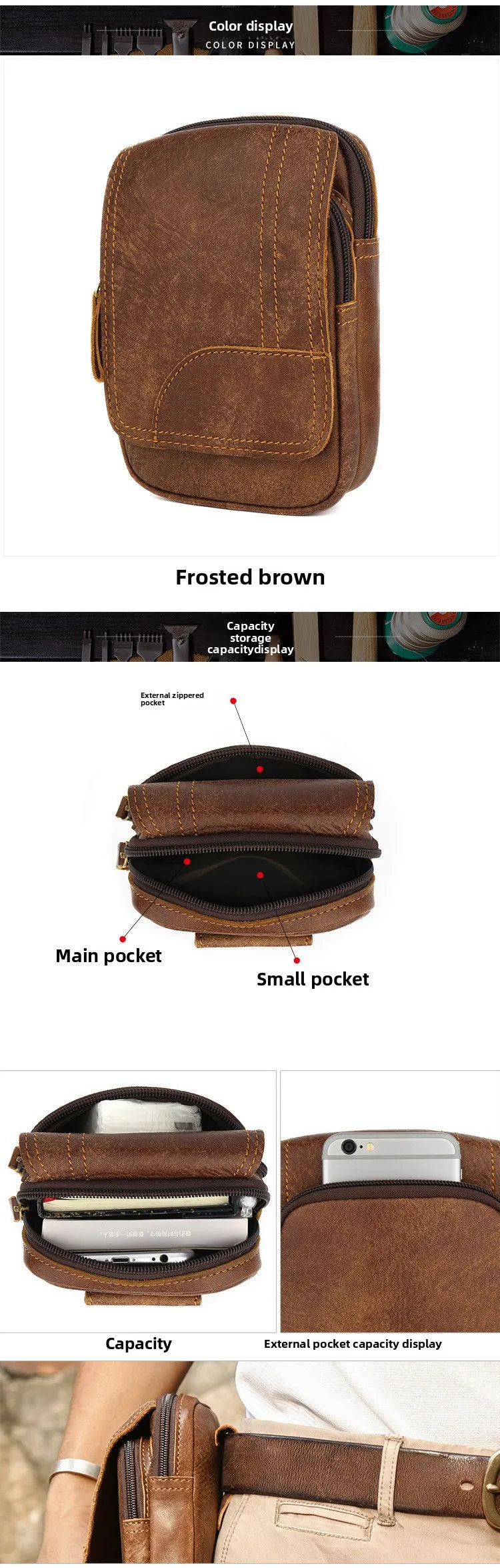 Men's Vintage Leather Waist Bag | Stylish Outdoor Sports Pack