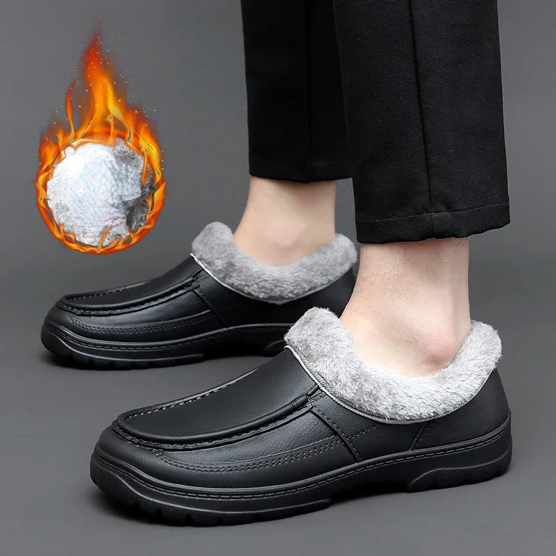 Men’s Waterproof Winter Work Slippers | Warm Anti-Slip Casual Shoes