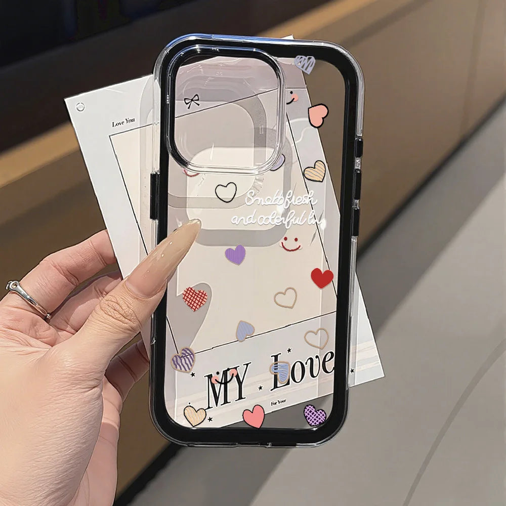 Funda de iPhone Corazón de Amor | Carcasa Transparente Antichoque 2 EN 1