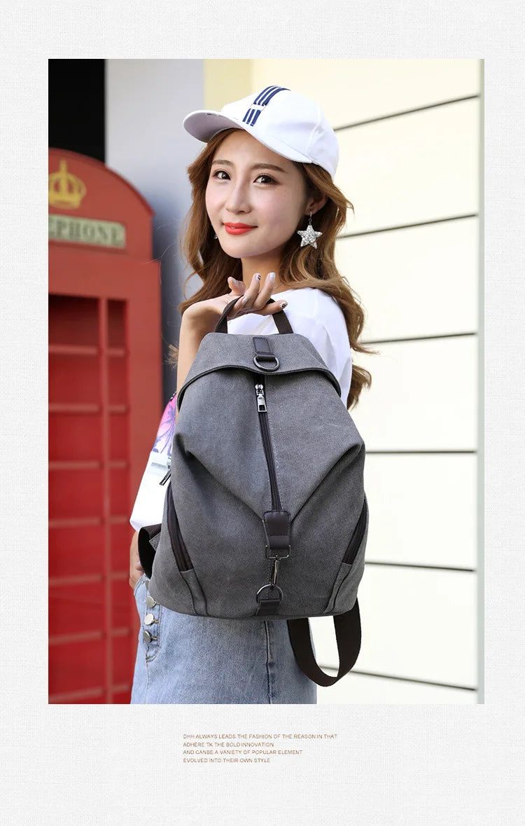 Stylish Vintage Canvas Women Backpack | Fashionable Casual Bag