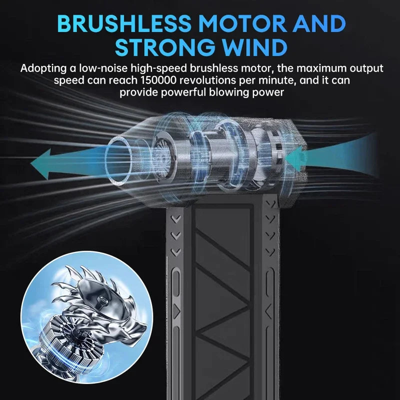 130000RPM Rechargeable Dust Blower with LED Light | Powerful Air Duster