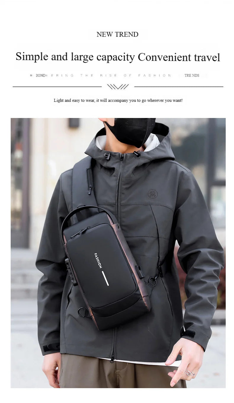 Men's Anti-Theft Chest Bag with USB Port | Waterproof Crossbody Sling