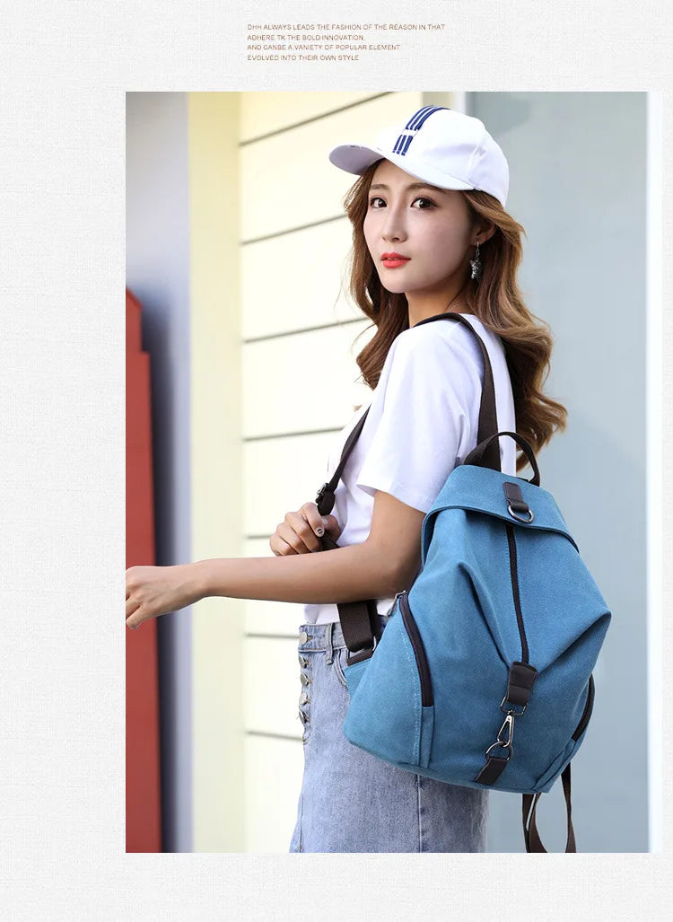 Stylish Vintage Canvas Women Backpack | Fashionable Casual Bag