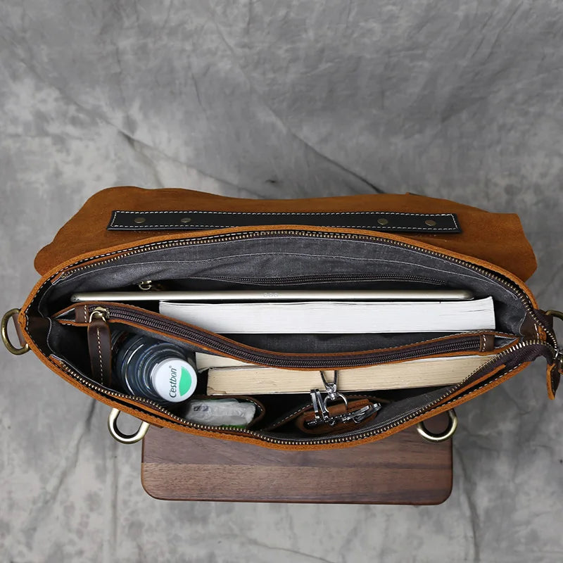 Retro Leather Commuter Handbag | Stylish & Versatile Bag for Men