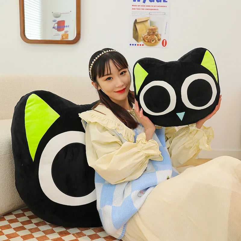 Kawaii Black Cat Plush Toy | Adorable Big Eye Cat Pillow