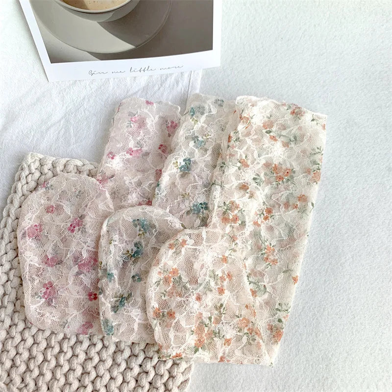 Stylish Korean Lace Flower Long Socks for Women | Breathable Comfort