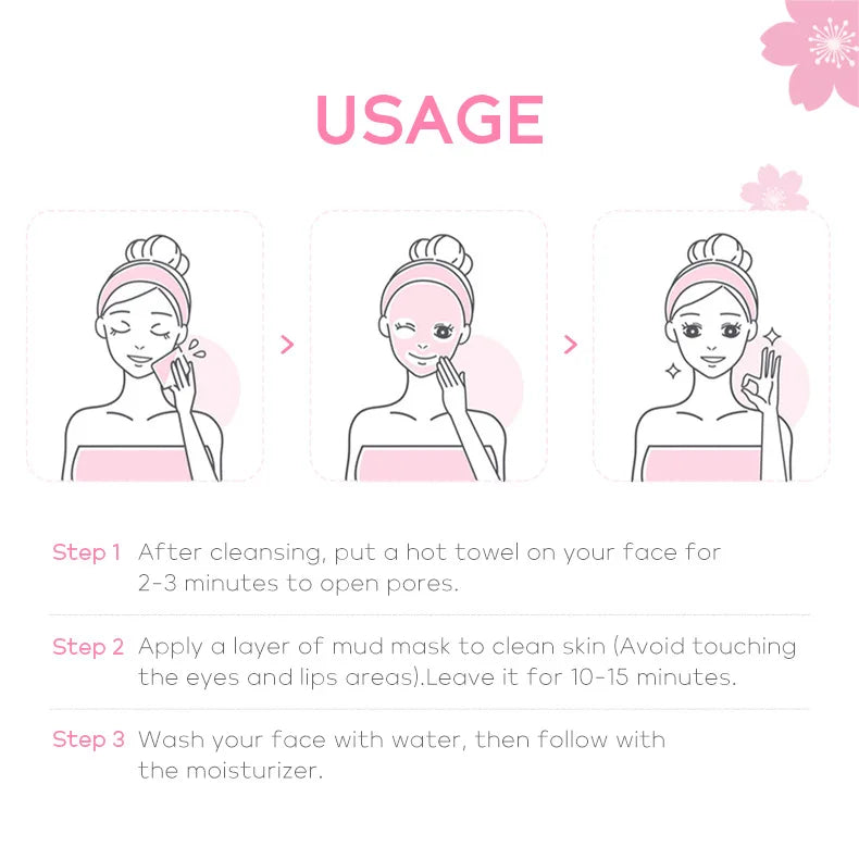 Sakura Mud Face Mask | Deep Clean Blackhead Control for Radiant Skin