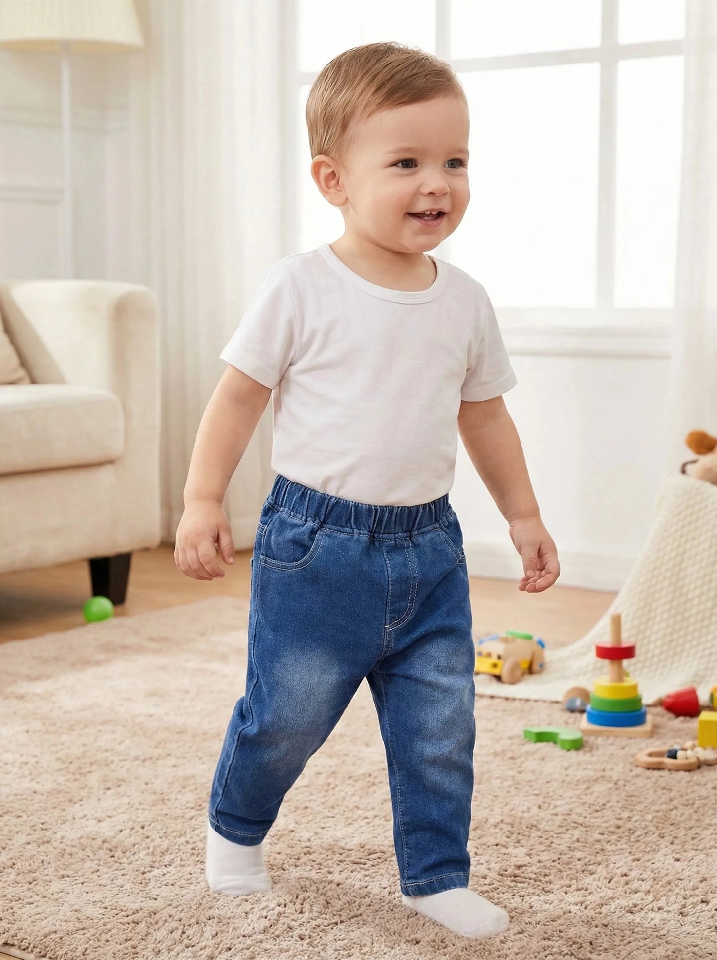 Baby Boy Denim Pants | Casual Elastic Waist Jeans 0-4 Years