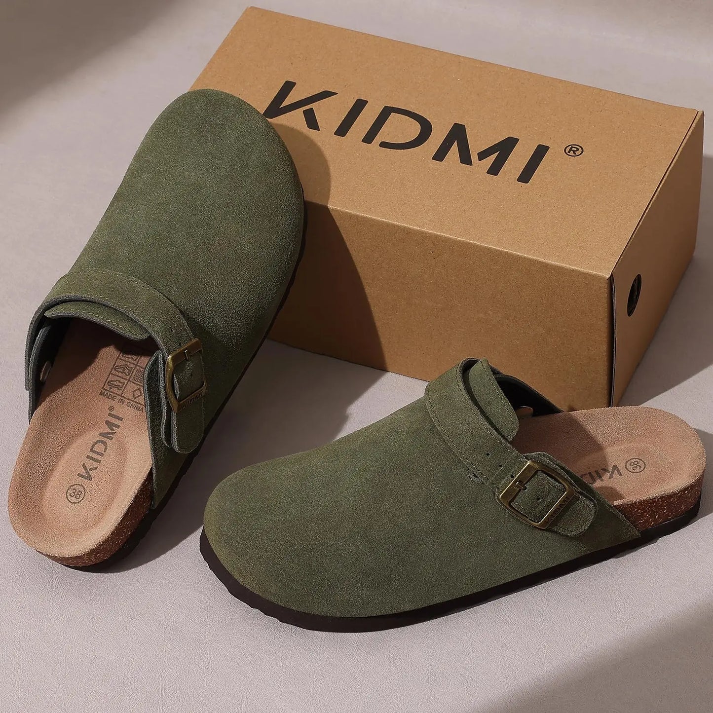 Women's Genuine Leather Clogs with Cork Footbed | Slip-On Comfort Slippers