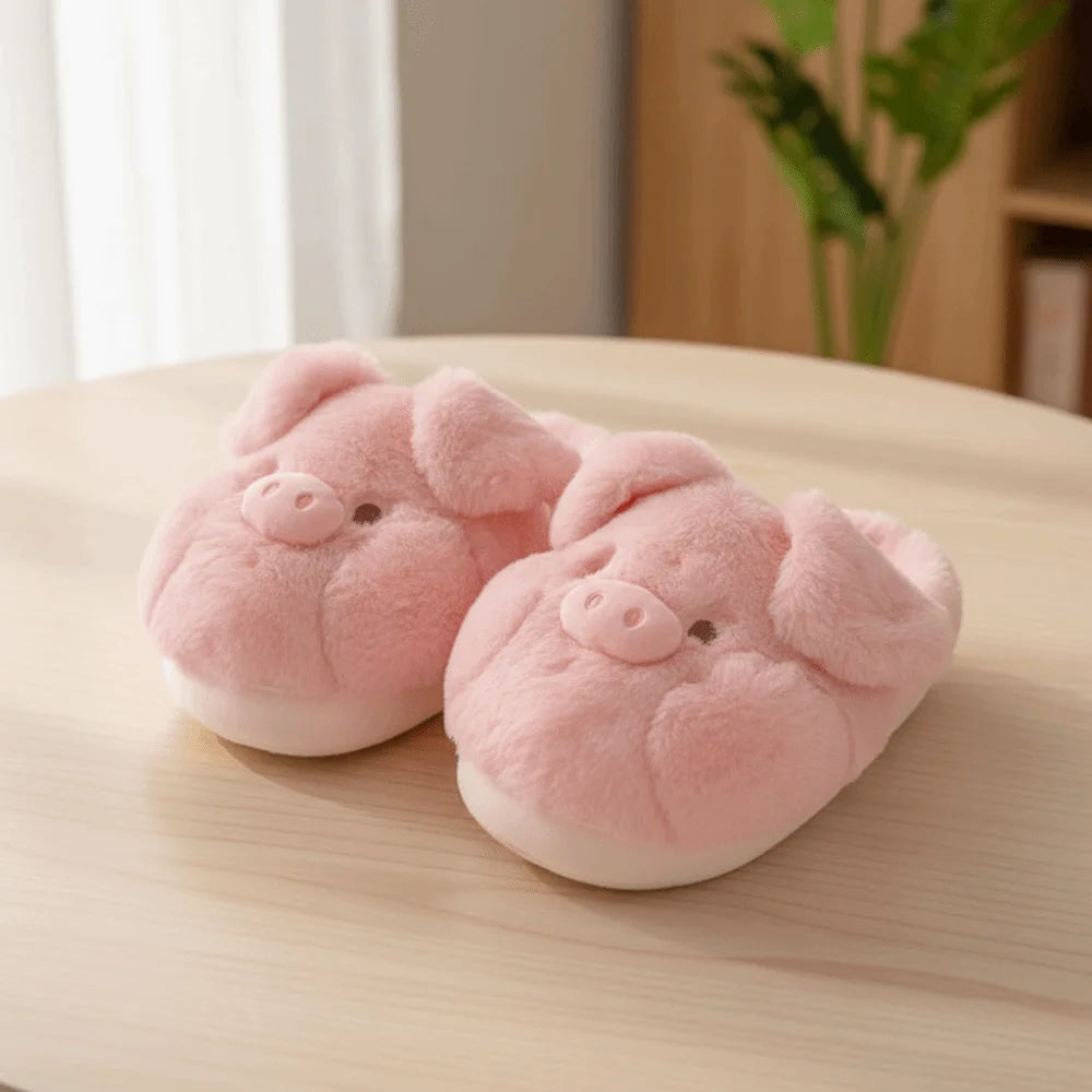 Cute Pig Plush Slippers for Kids | Adorable Winter Indoor Shoes