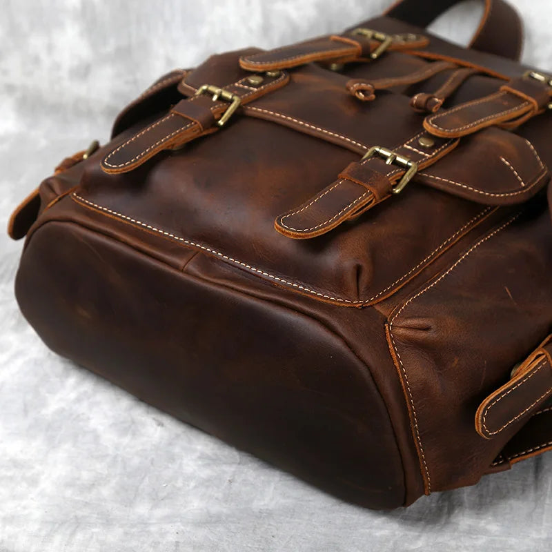 Retro Leather Men's Backpack | Spacious Travel & School Bag