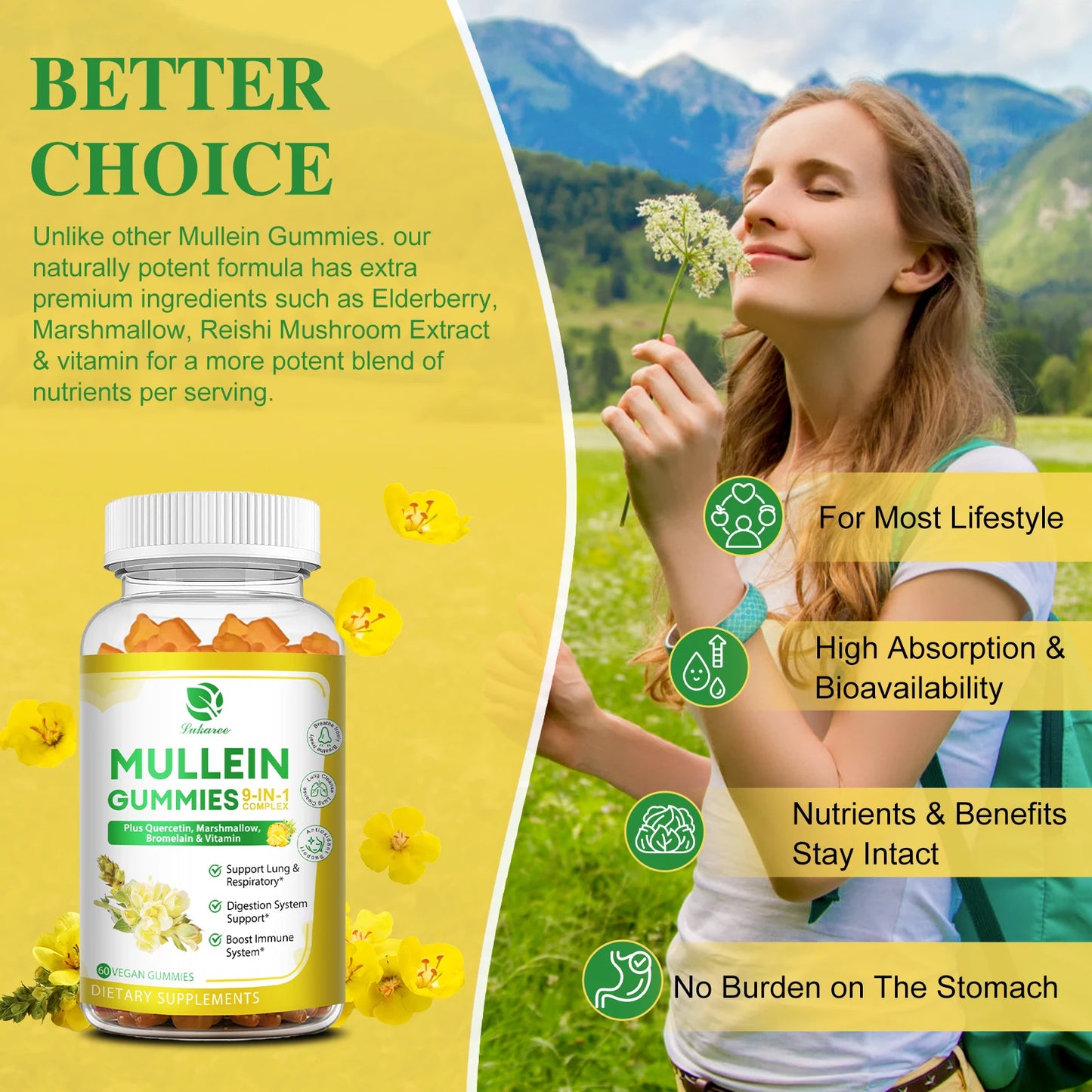 Mullein Gummies for Lung Health | Immune Support & Antioxidant Boost